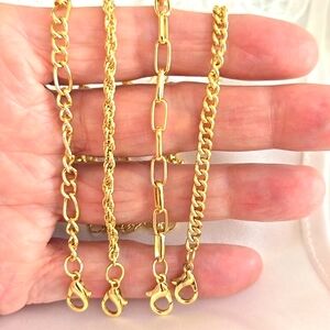 ⛓️ New Set of 4 Gold Stacking Chain Bracelets Adjustable ⛓️